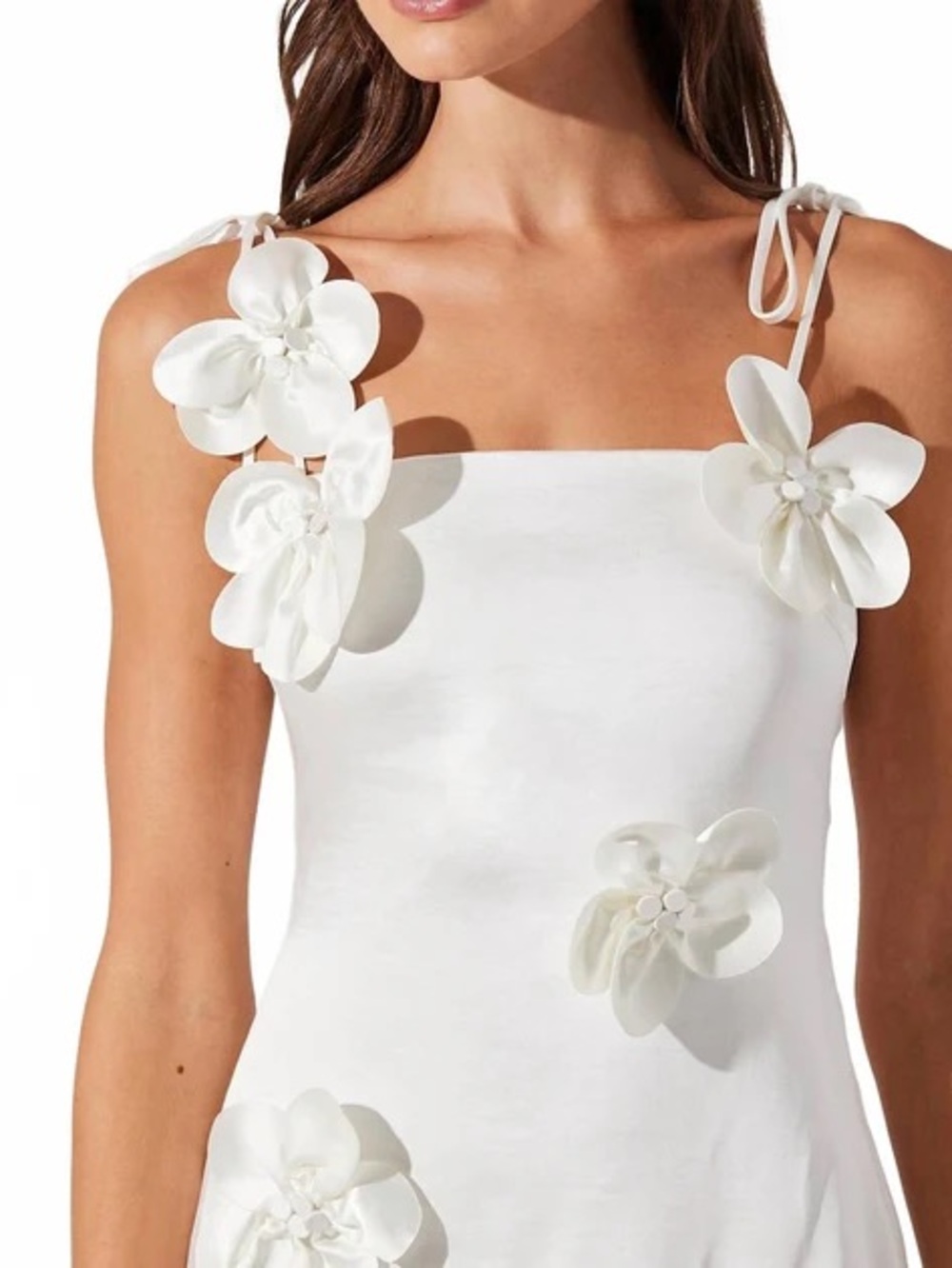 Astr White Floral Appliqué Mini Dress